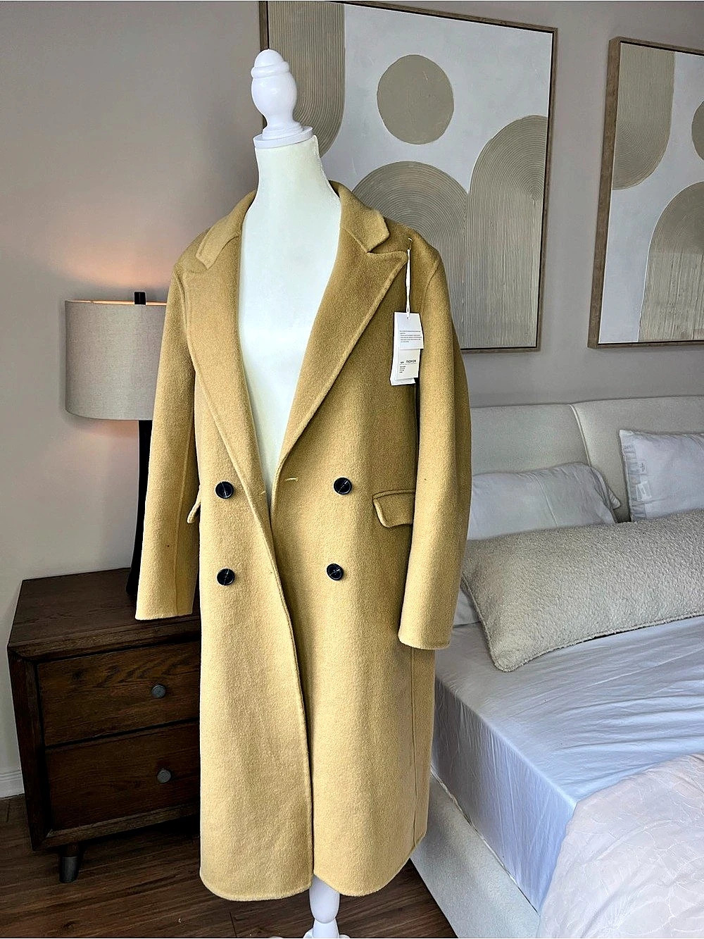 Double-Breasted Coat in Yellow size M